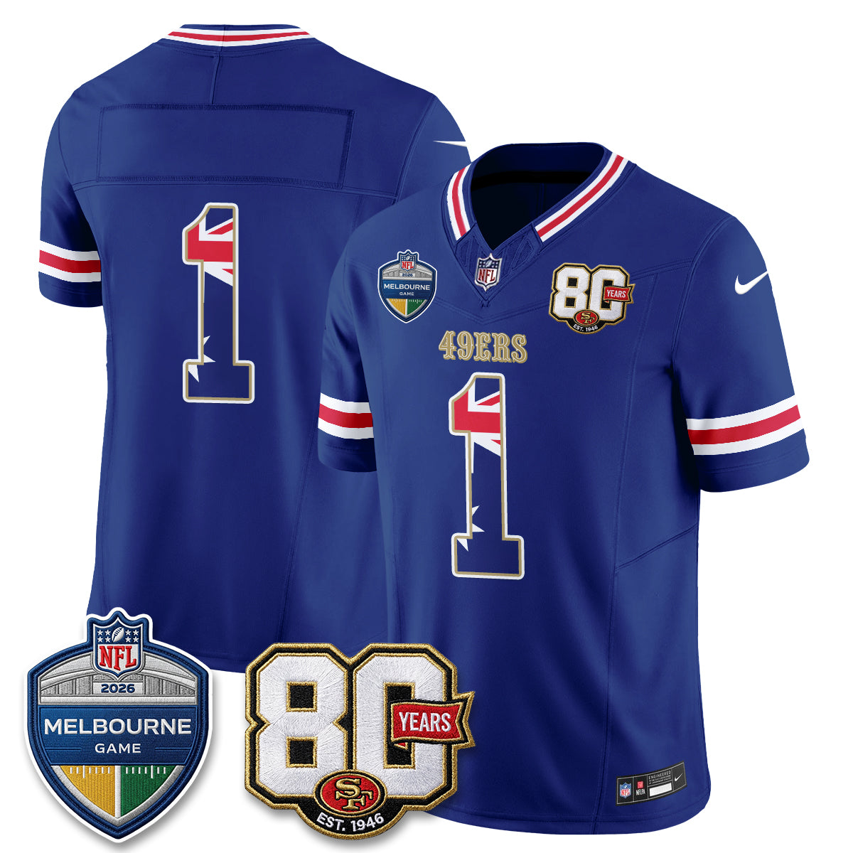 San Francisco 49ers Melbourne Game 2026 Vapor Jersey - Stitched