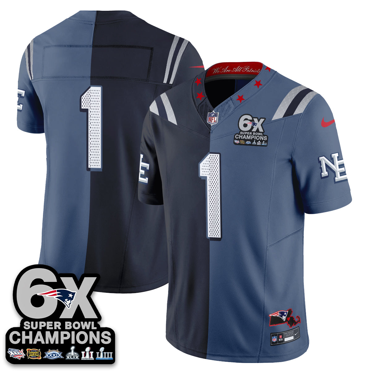 NE Rivalries Split Edition Vapor Jersey - Stitched