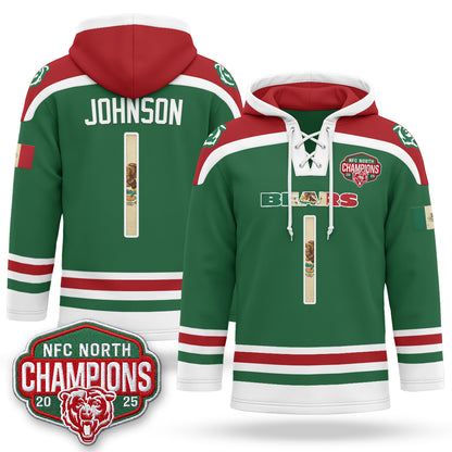 CHI 2026 Mexico NFC North Champions 2025 Patch Hockey Hoodie - Stitched