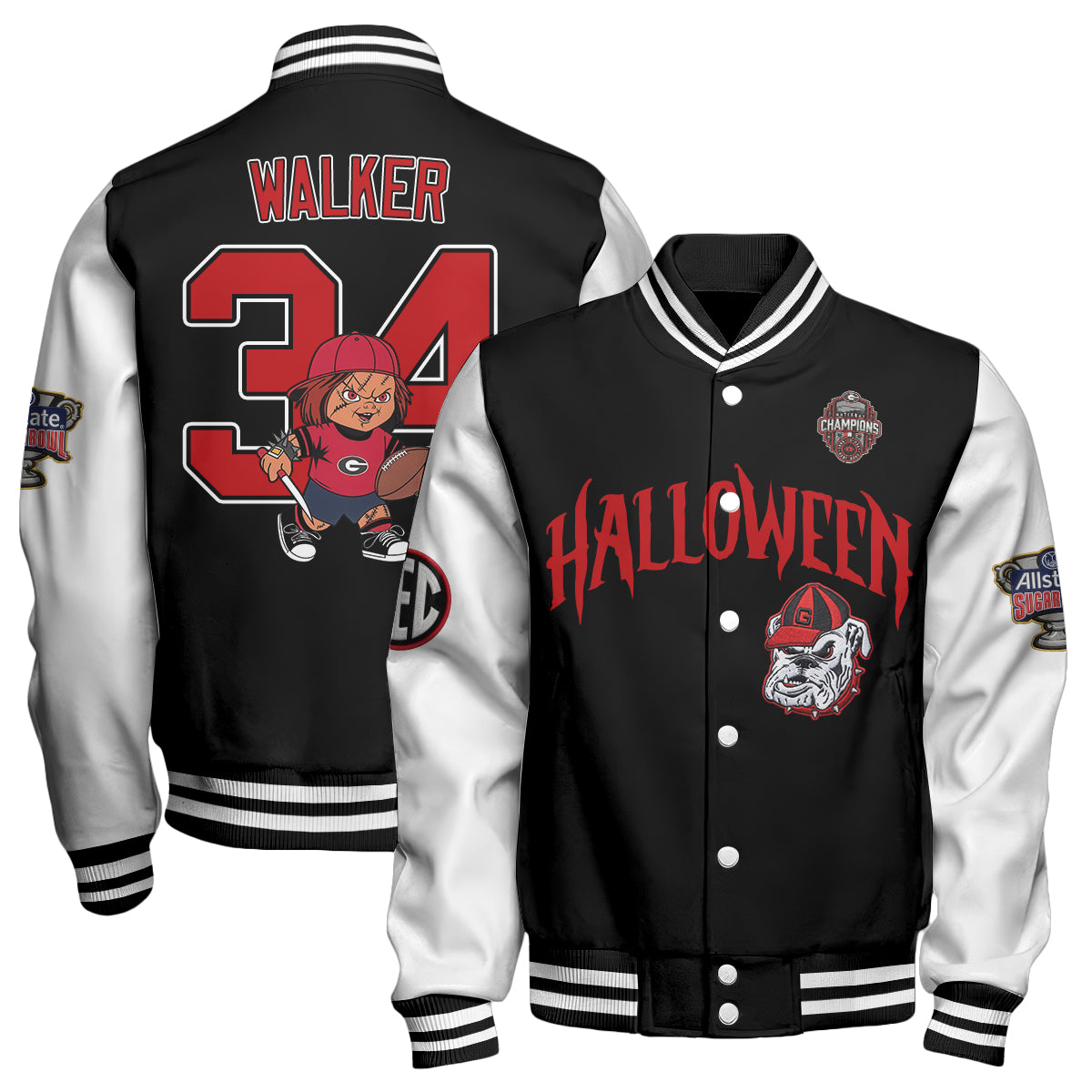 GB x Killer Doll Horror Movie Halloween 2026 Edition Baseball Jacket - Printed