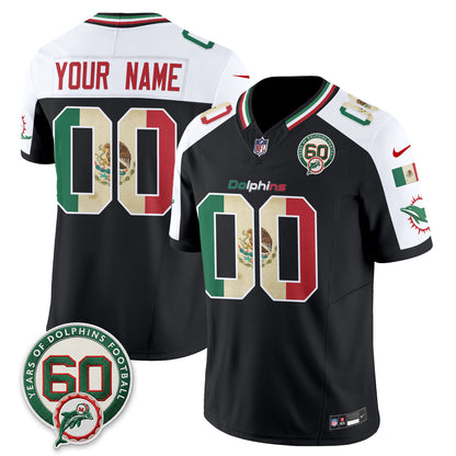 Miami Dolphins Mexico Edition Vapor Custom Jersey - Stitched