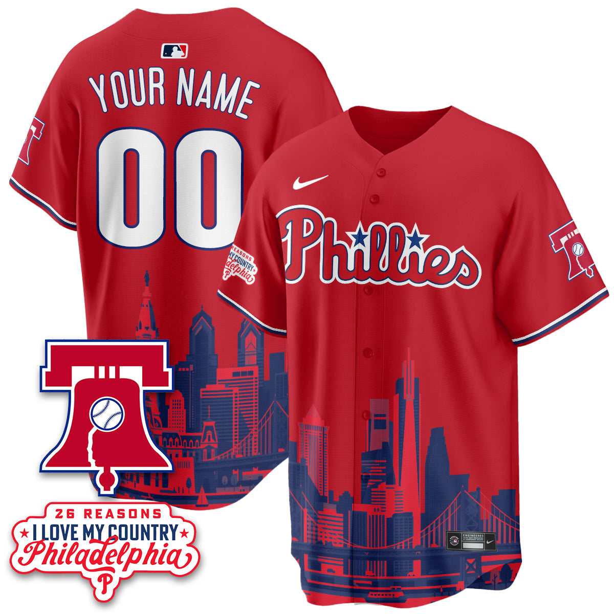Philadelphia Phillies "26 Reasons I Love My Country" Edition Vapor Custom Jersey - Stitched