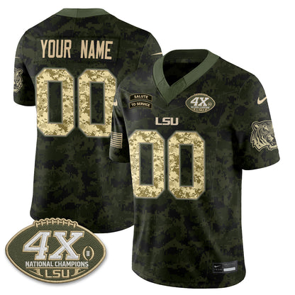 LSU Tigers 2026 Salute to Service Vapor Custom Jersey - Stitched