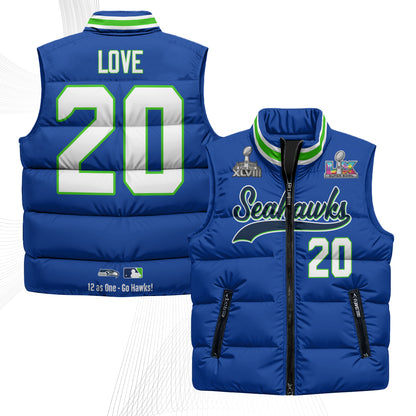 Seattle Seahawks S.Bowl Champs Puffer Vest - Printed