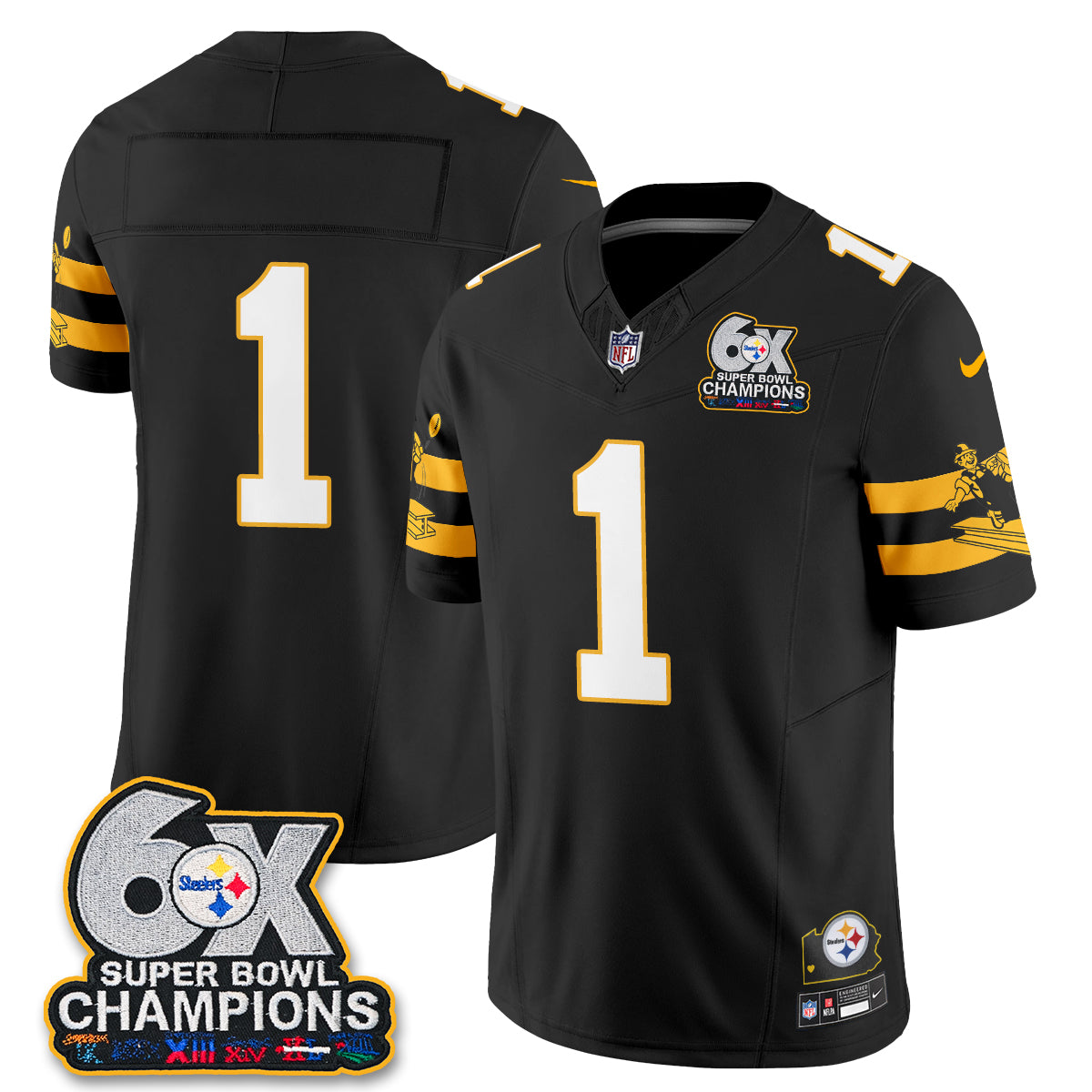 PIT 6X Champs Throwback V2 Vapor Jersey - Stitched