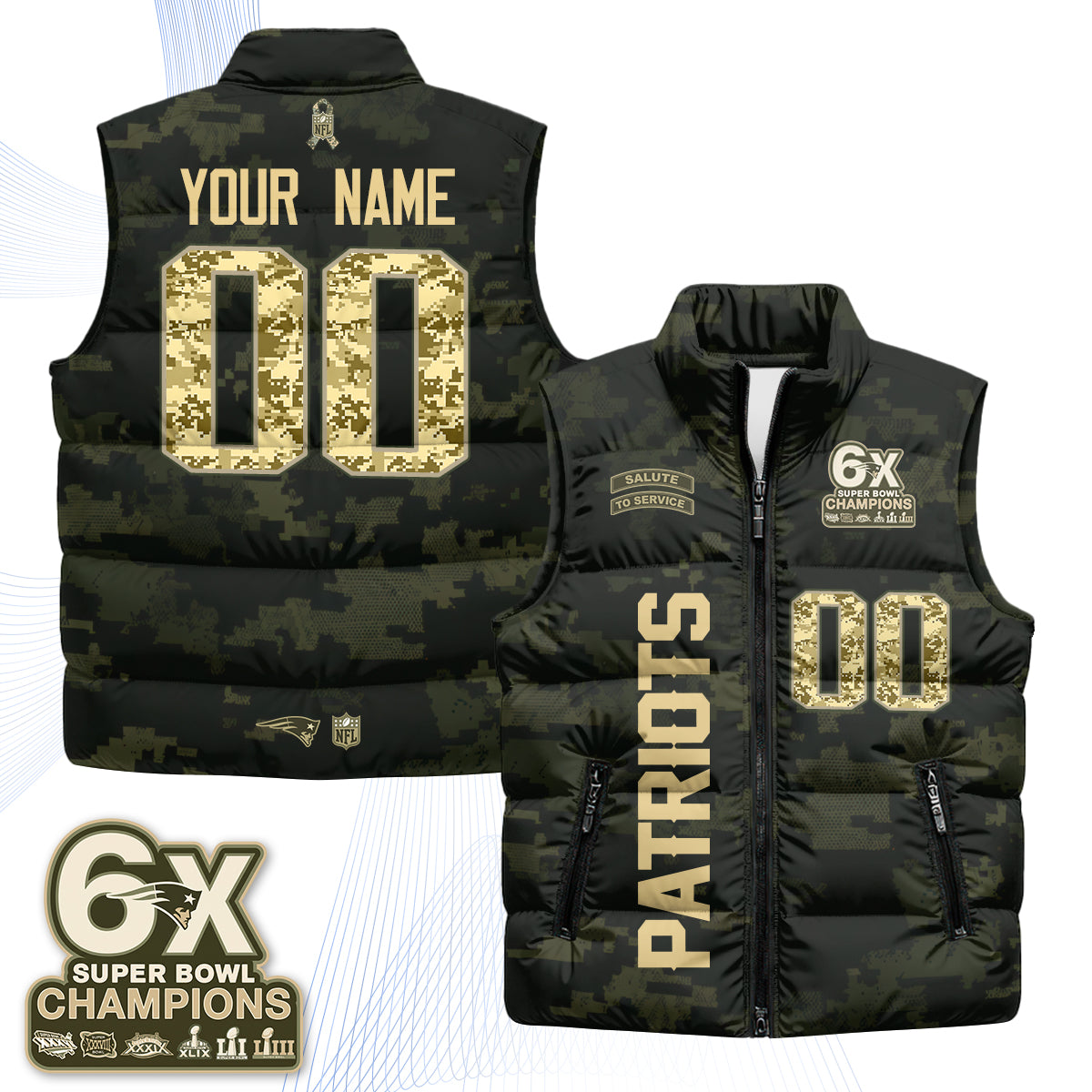 NE 2026 Salute to Service Custom Puffer Vest - Printed