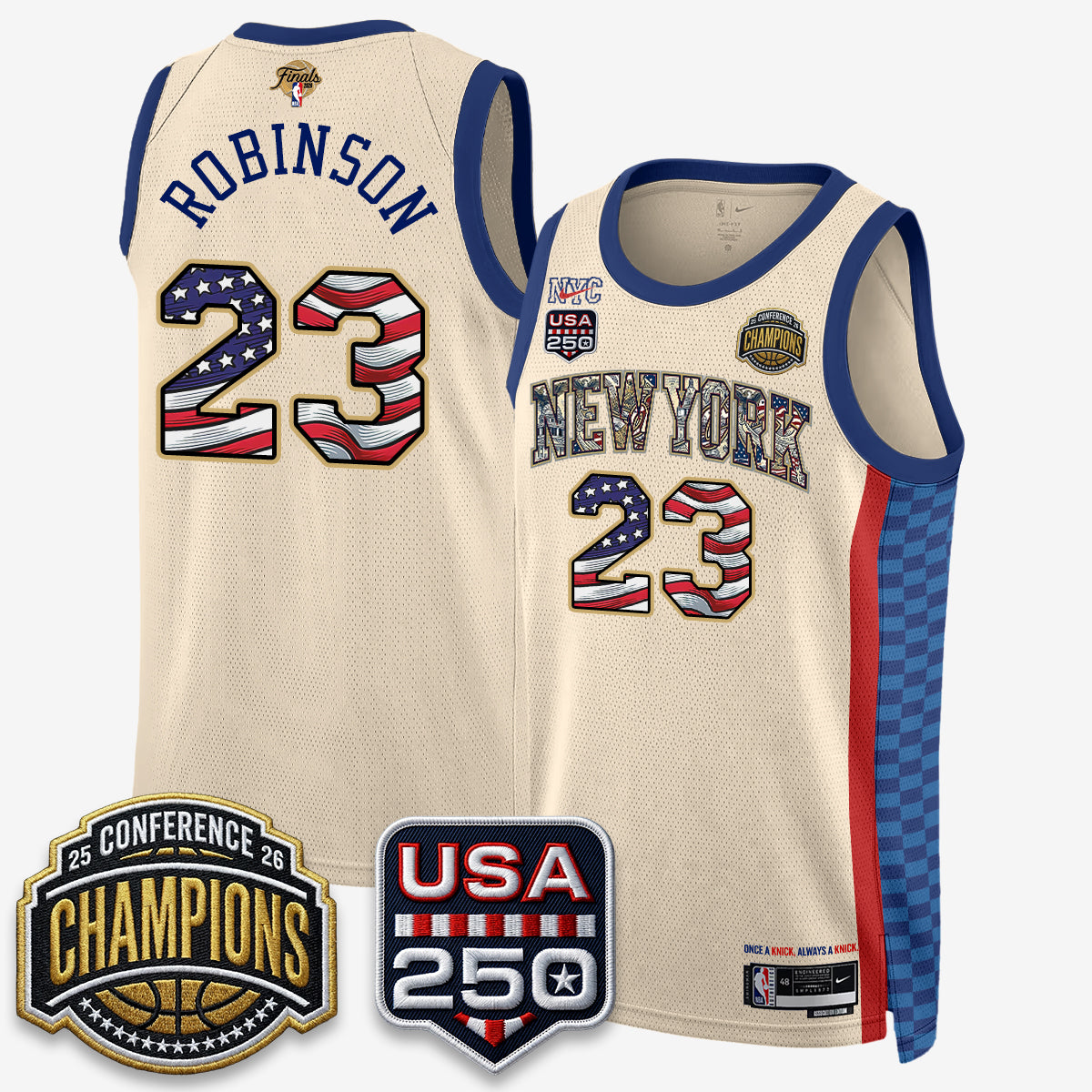 New York Knicks 2026 NBA Eastern Conference Champions x Fourth of July Vapor Jersey - Stitched