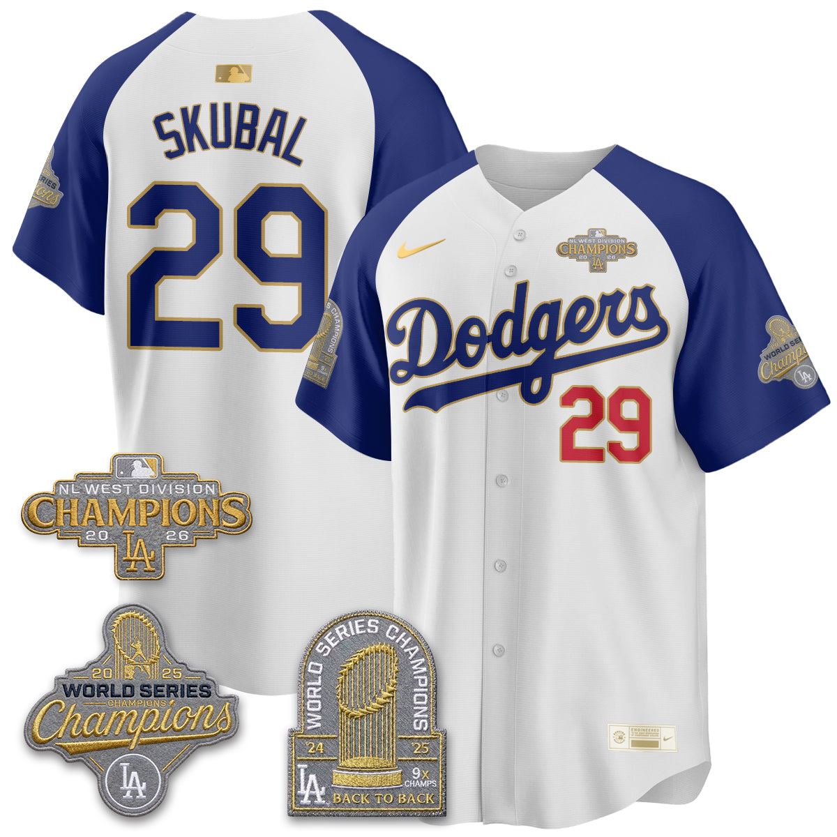 LAD 2026 NL West Champs Gold Vapor Jersey- Stitched
