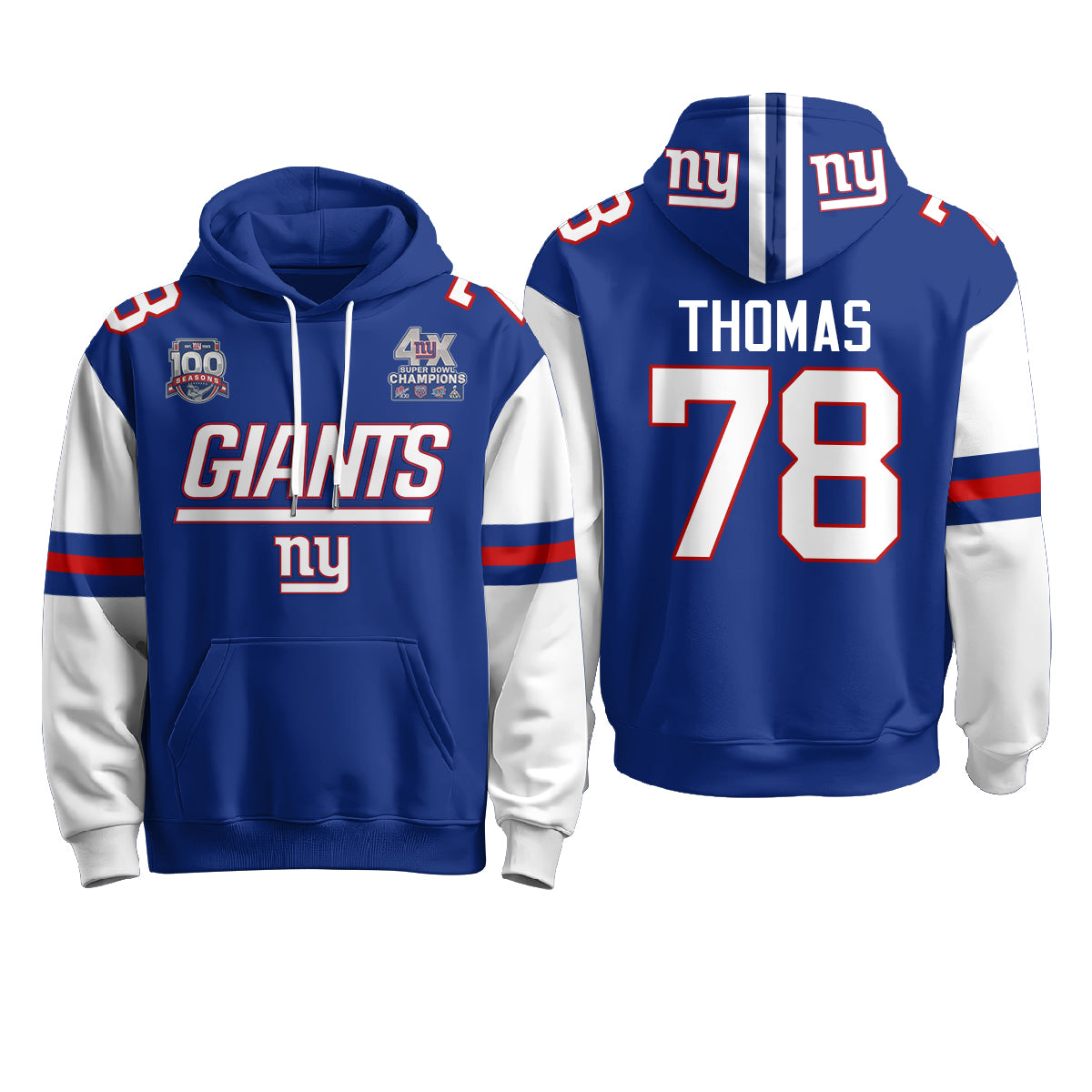 New York Giants 4X Champs S.Bowl Hoodie - Stitched