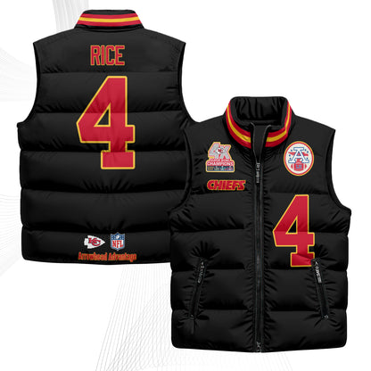 Kansas City Chiefs 4X Champs Gold Edition Puffer Vest - Printed