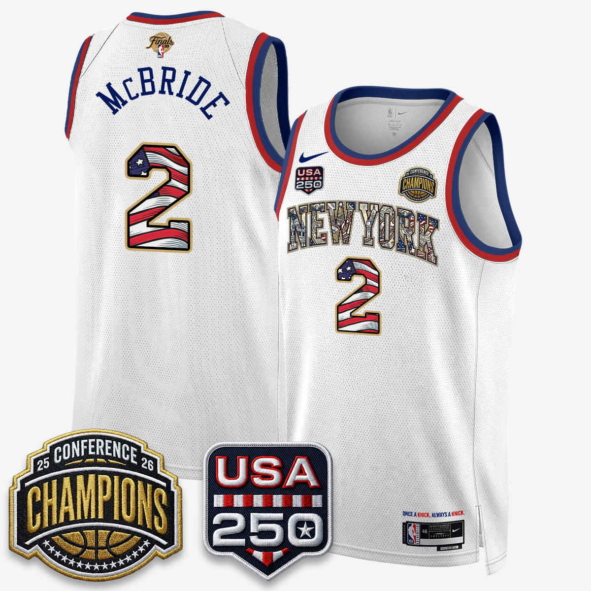 New York Knicks 2026 NBA Eastern Conference Champions x Fourth of July Vapor Jersey - Stitched