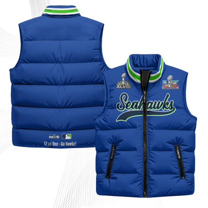 Seattle Seahawks S.Bowl Champs Puffer Vest - Printed