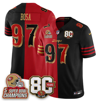 San Francisco 49ers 80 Years & 5X Champs Rivalries Vapor Jersey - Stitched