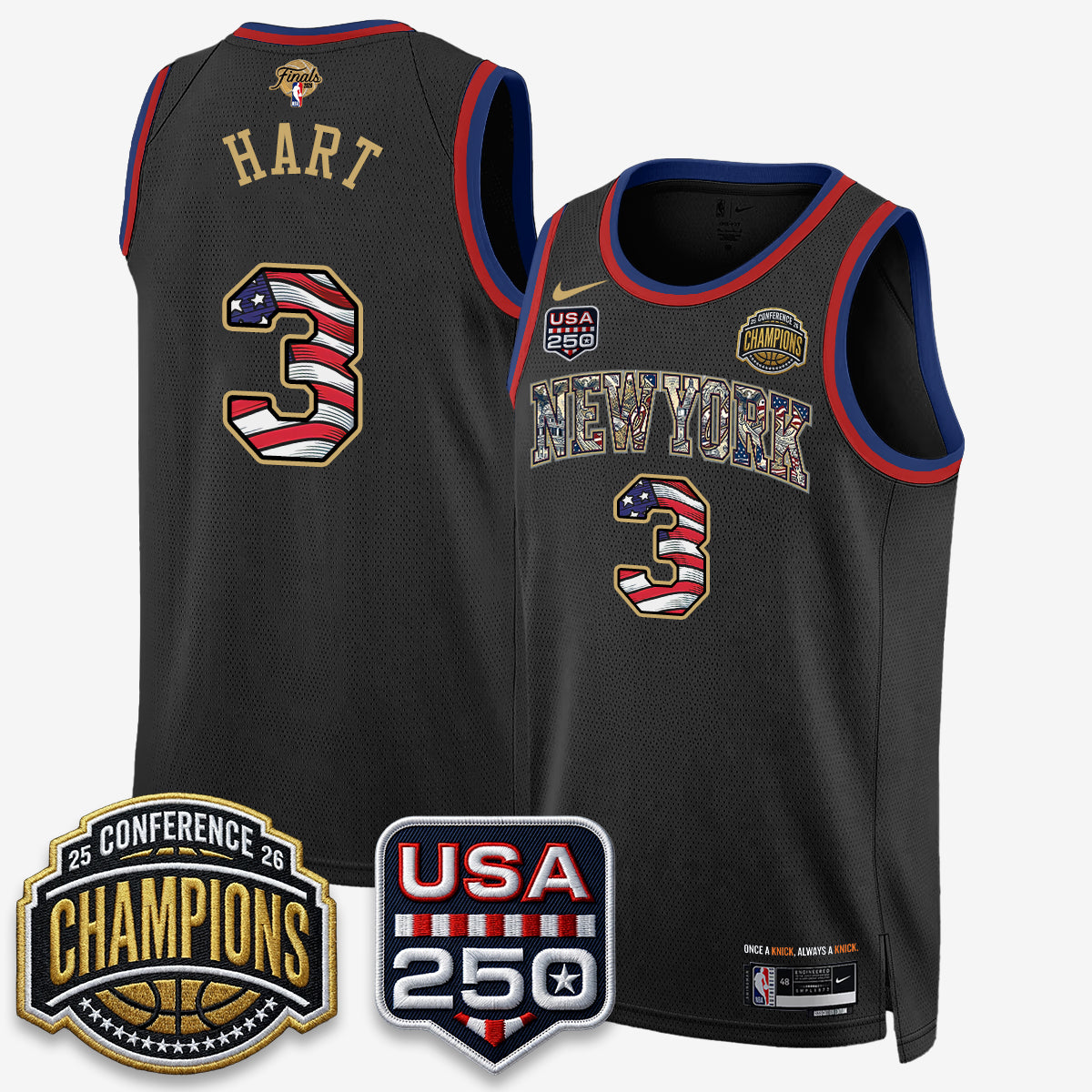 New York Knicks 2026 NBA Eastern Conference Champions x Fourth of July Vapor Jersey - Stitched