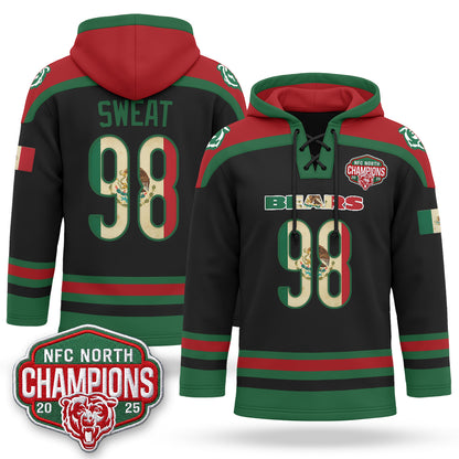 CHI 2026 Mexico NFC North Champions 2025 Patch Hockey Hoodie - Stitched