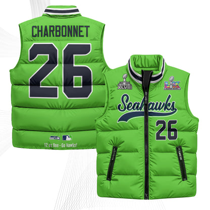 Seattle Seahawks S.Bowl Champs Puffer Vest - Printed