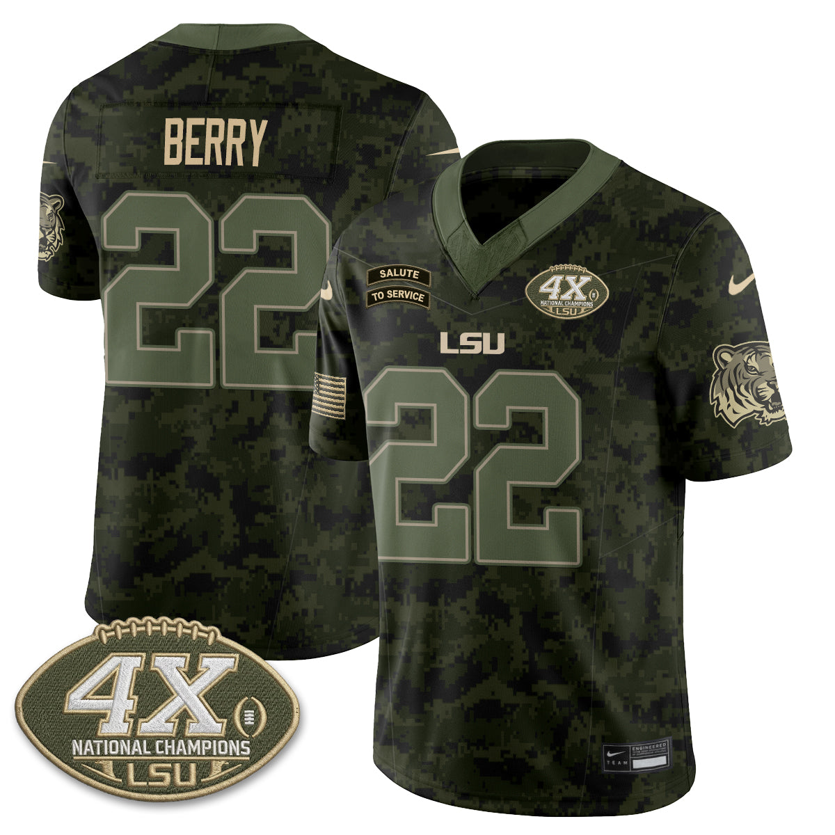 LSU Tigers 2026 Salute to Service Vapor Jersey - Stitched