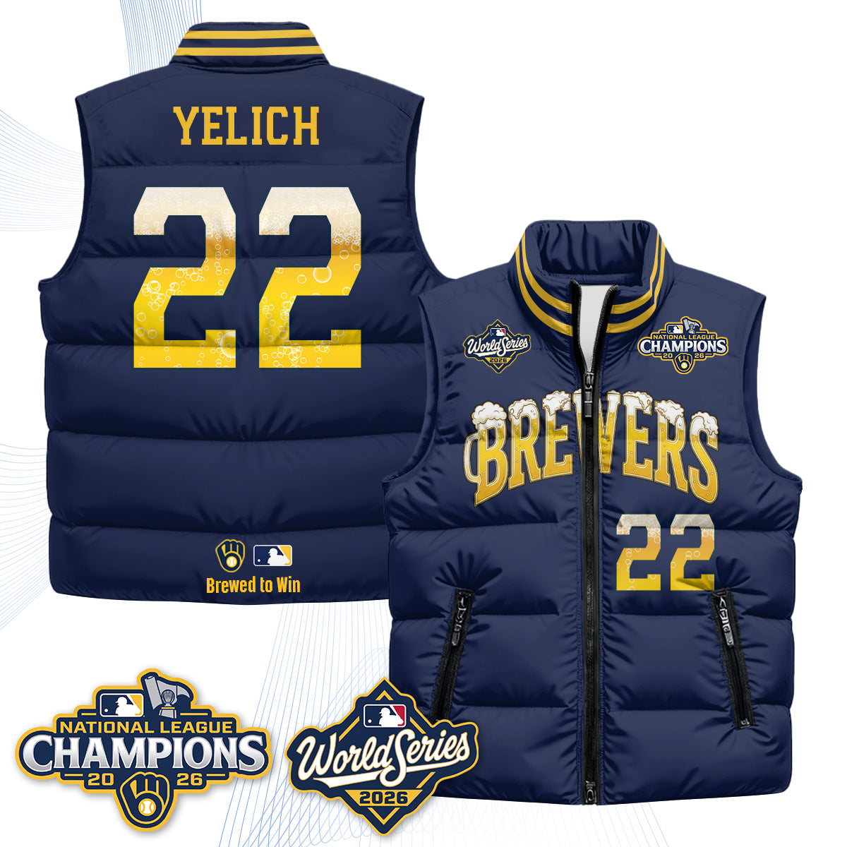 MIL "Pitcher & Pint" 2026 NL Champions Puffer Vest - Printed