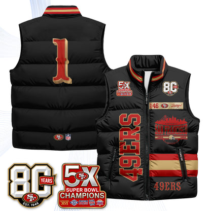 San Francisco 49ers Faithful to The Bay Puffer Vest - Printed
