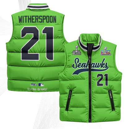 Seattle Seahawks S.Bowl Champs Puffer Vest - Printed