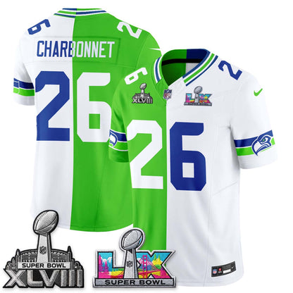 Seattle Seahawks Throwback 2 SB Patches Vapor Jersey - Stitched