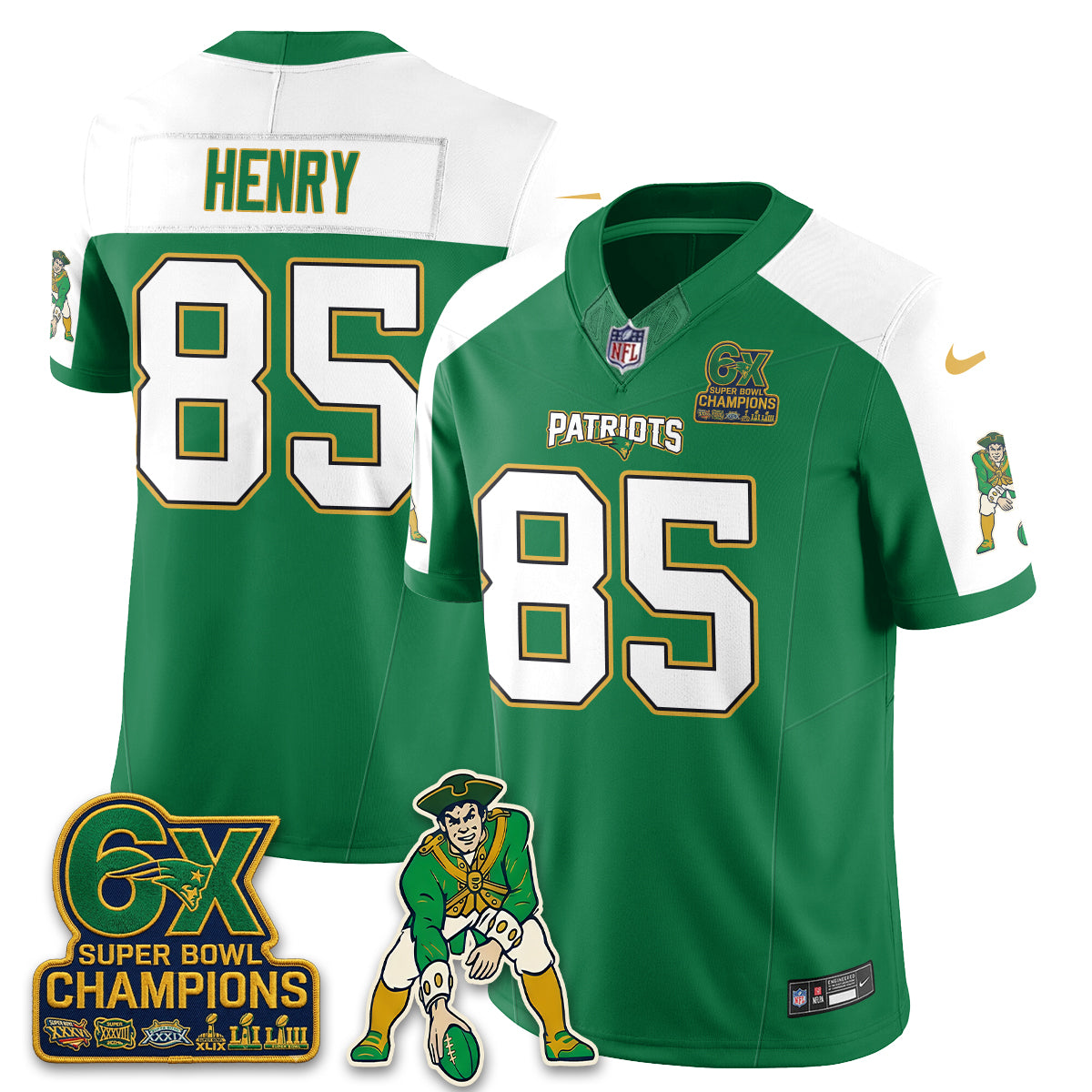 New England Patriots Irish Edition Vapor Jersey - Stitched