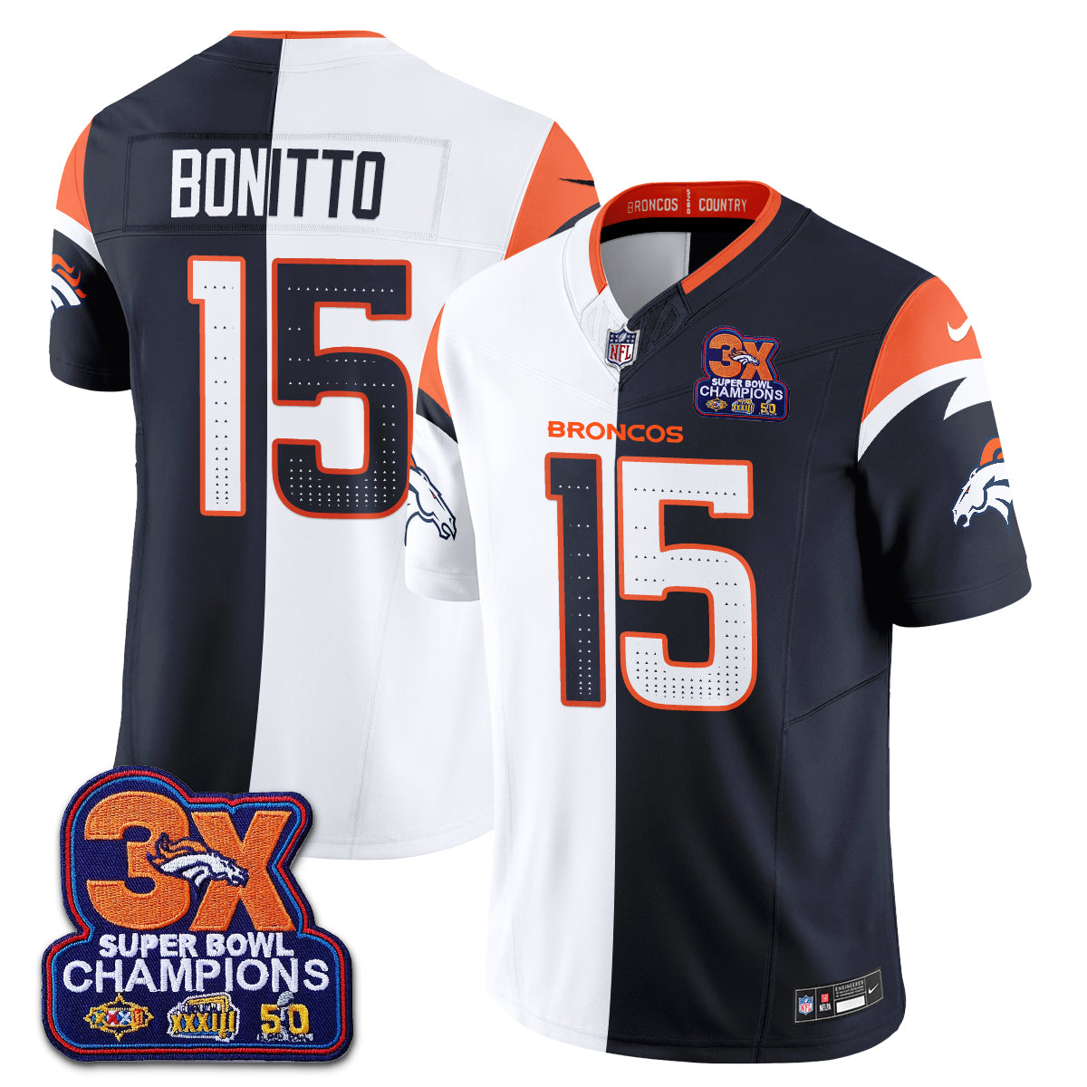 Denver Broncos Split Edition Vapor Jersey - Stitched