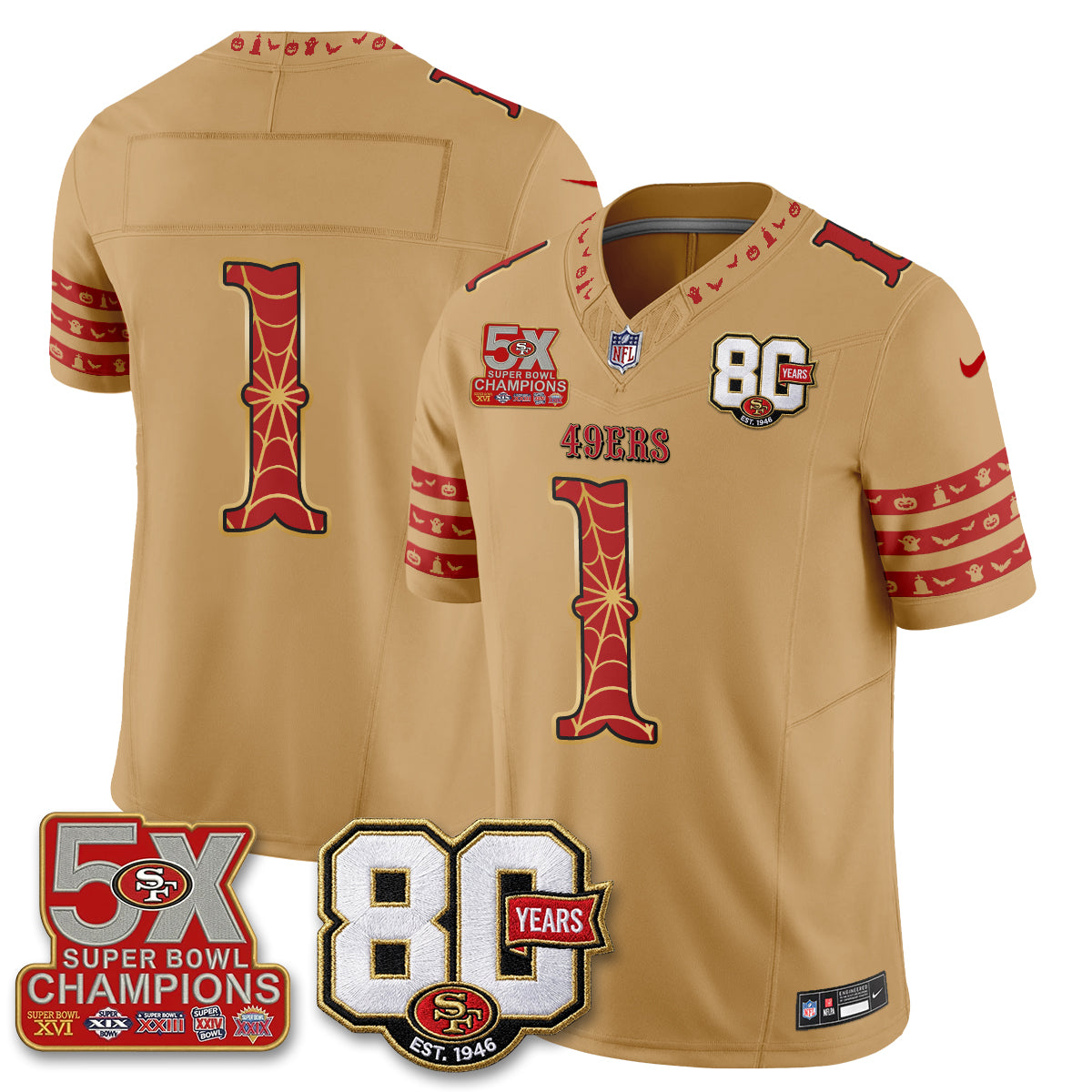 San Francisco 49ers Spooky Edition Vapor Jersey - Stitched