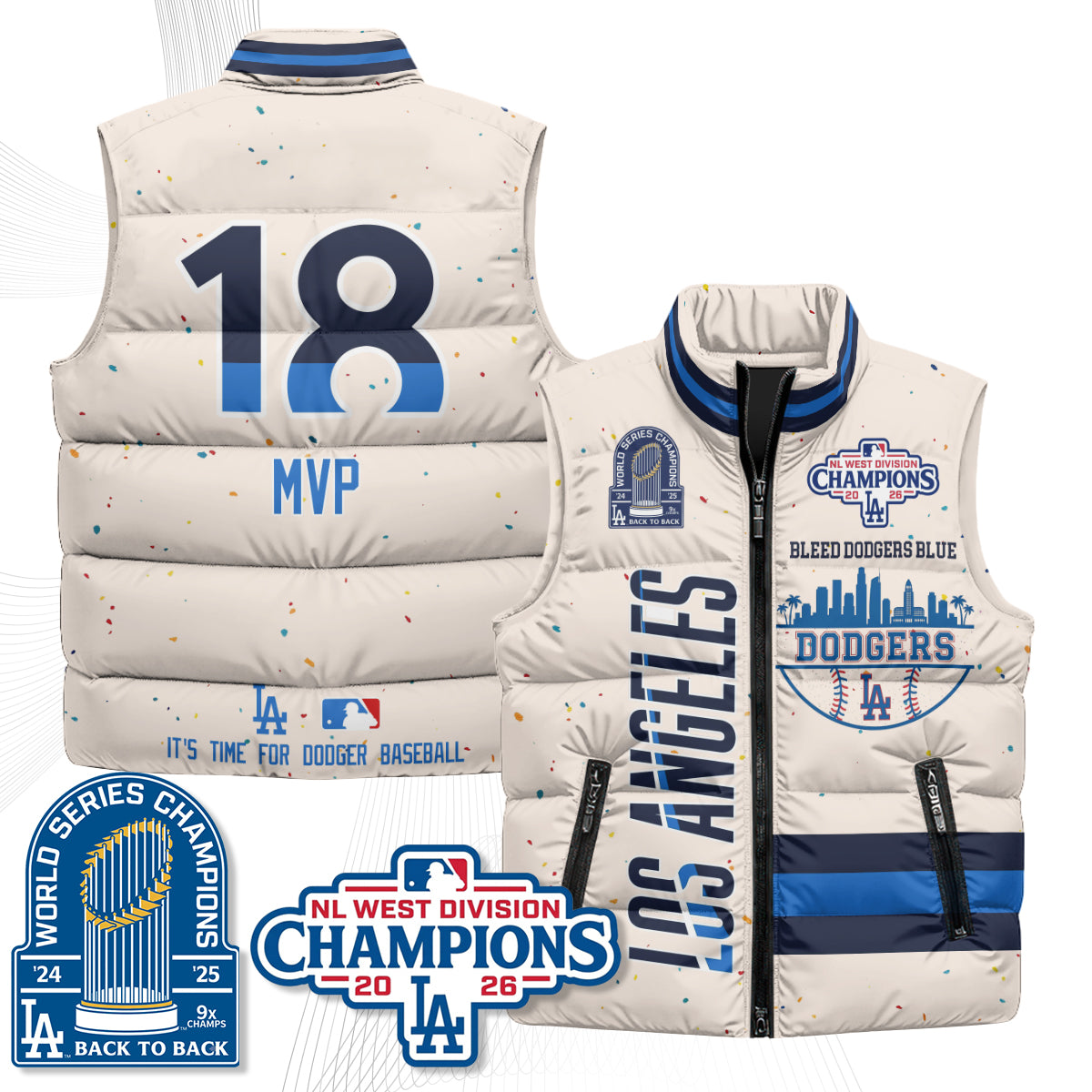 LAD "Bleed Blue" Puffer Vest - Printed
