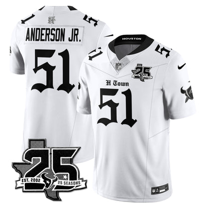 HOU 25th Seasons in 2026 Gothic Vapor Gold Edition Limited Jersey - All Stitched