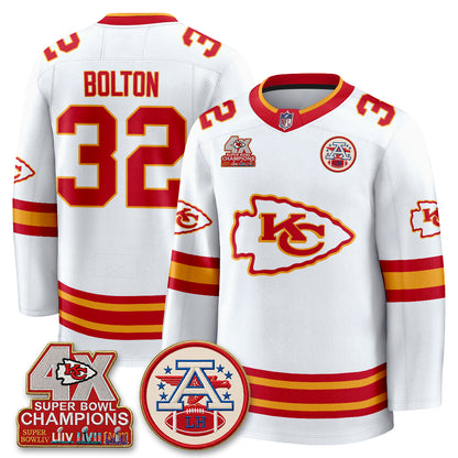 Kansas City Chiefs 4X Champs Edition Hockey Jersey - Stitched