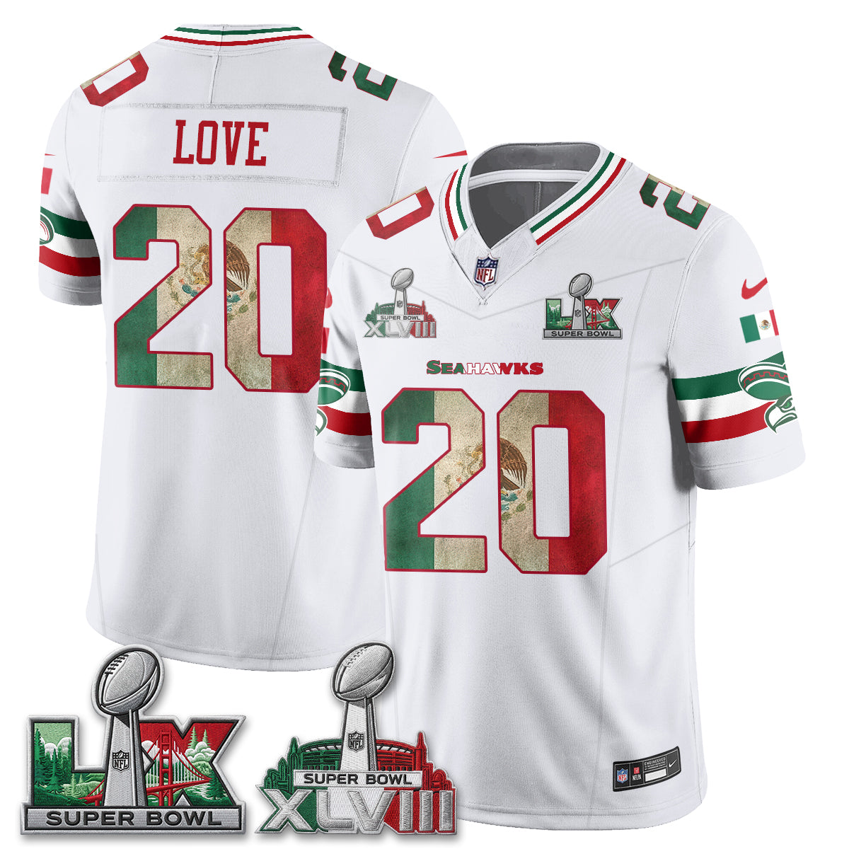 Seattle Seahawks Mexico Edition Vapor Jersey V2- Stitch