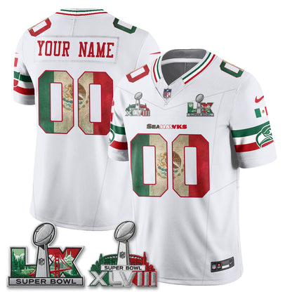 Seattle Seahawks Mexico Edition Vapor Custom Jersey V1- Stitch