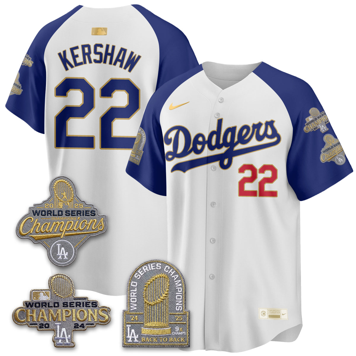 LAD Gold Collection Stadium Vapor Limited Jersey - Back to Back 9x Champs - All Stitched