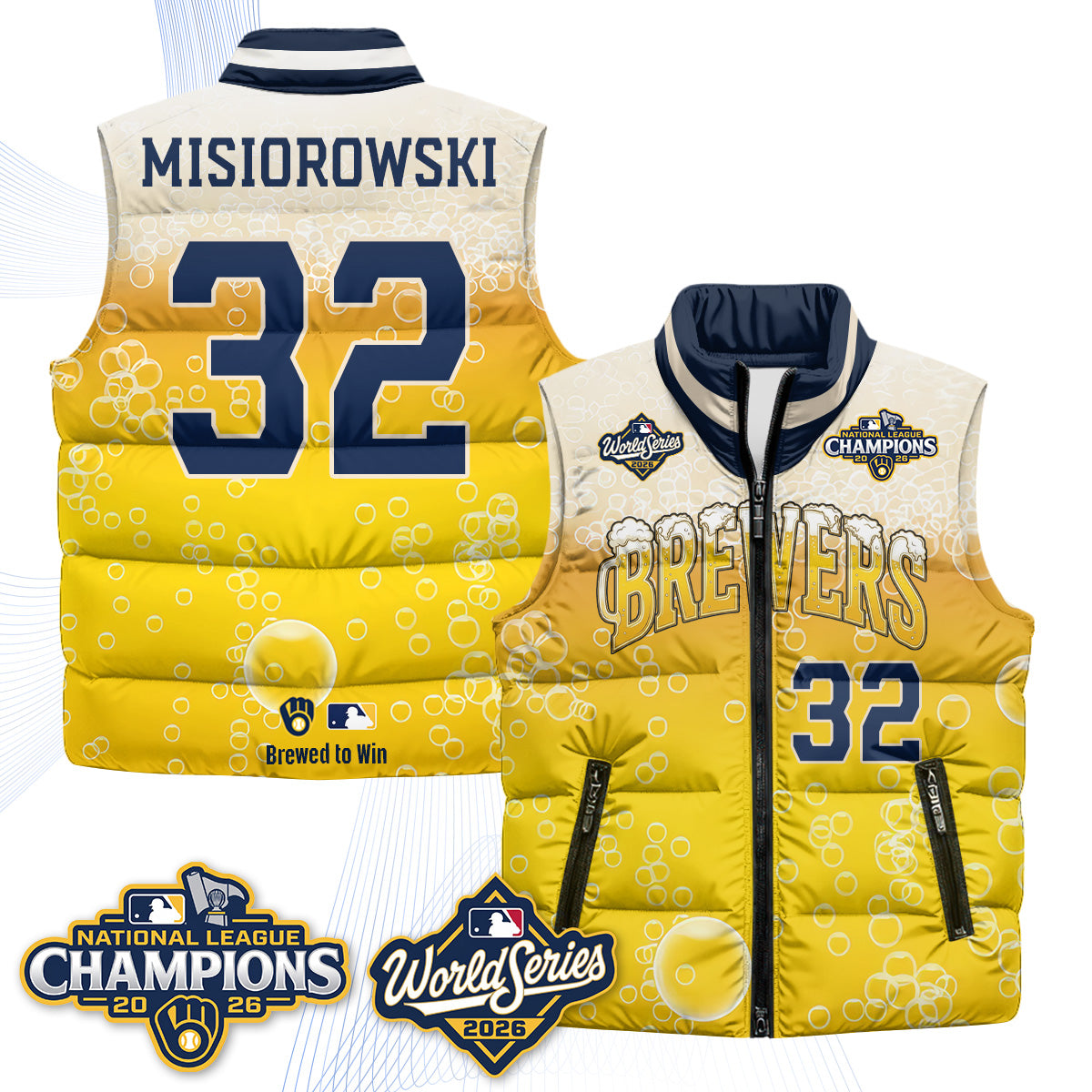 MIL "Pitcher & Pint" 2026 NL Champions Puffer Vest - Printed