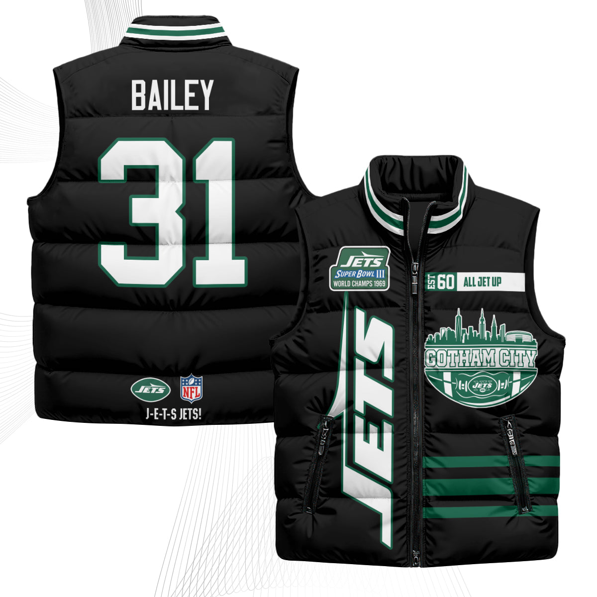 NYJ Gotham City Puffer Vest - Printed