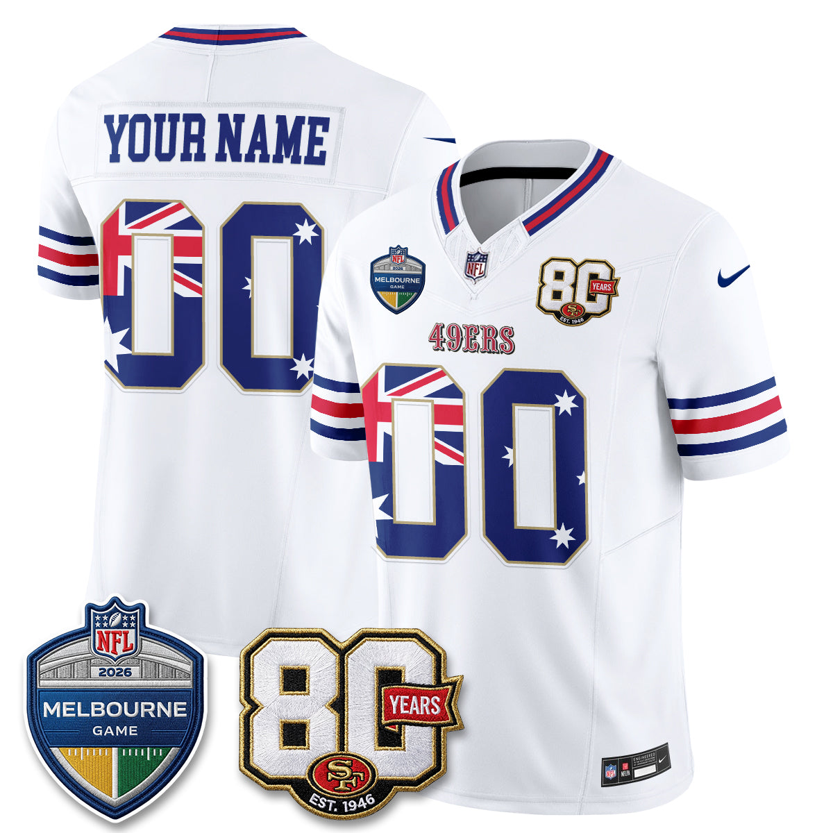 San Francisco 49ers Melbourne Game 2026 Vapor Custom Jersey - Stitched