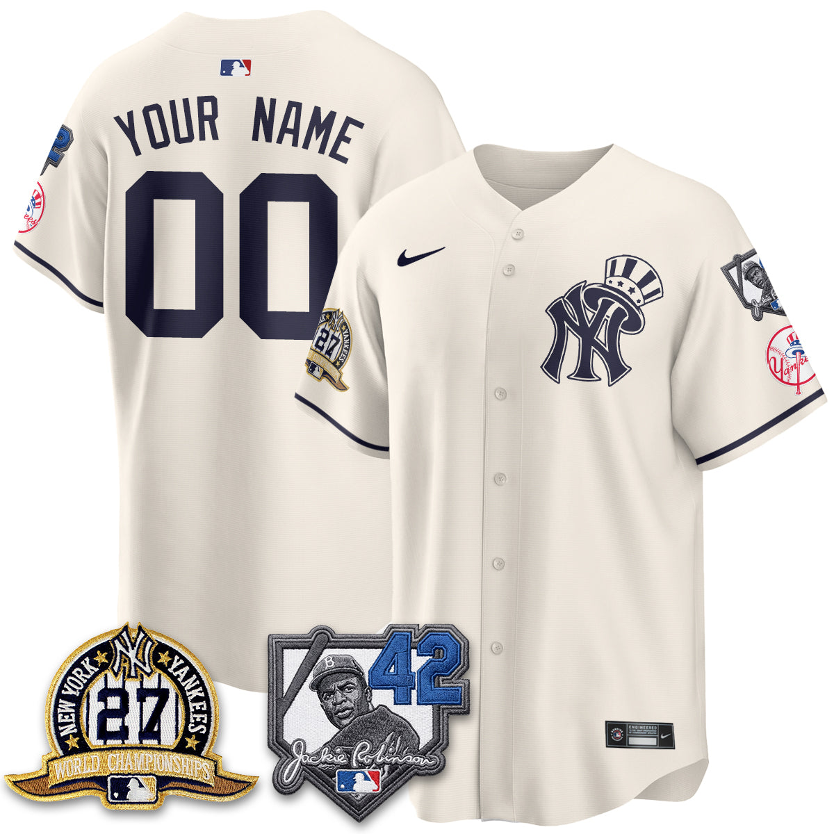 NYY 2026 Jackie Robinson Day Vapor Limited Gold Edition Custom Jersey - All Stitched - V2