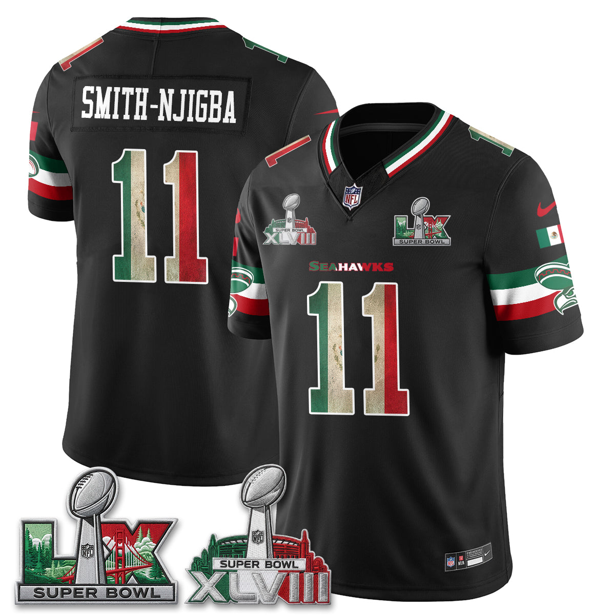 Seattle Seahawks Mexico Edition Vapor Jersey V2- Stitch