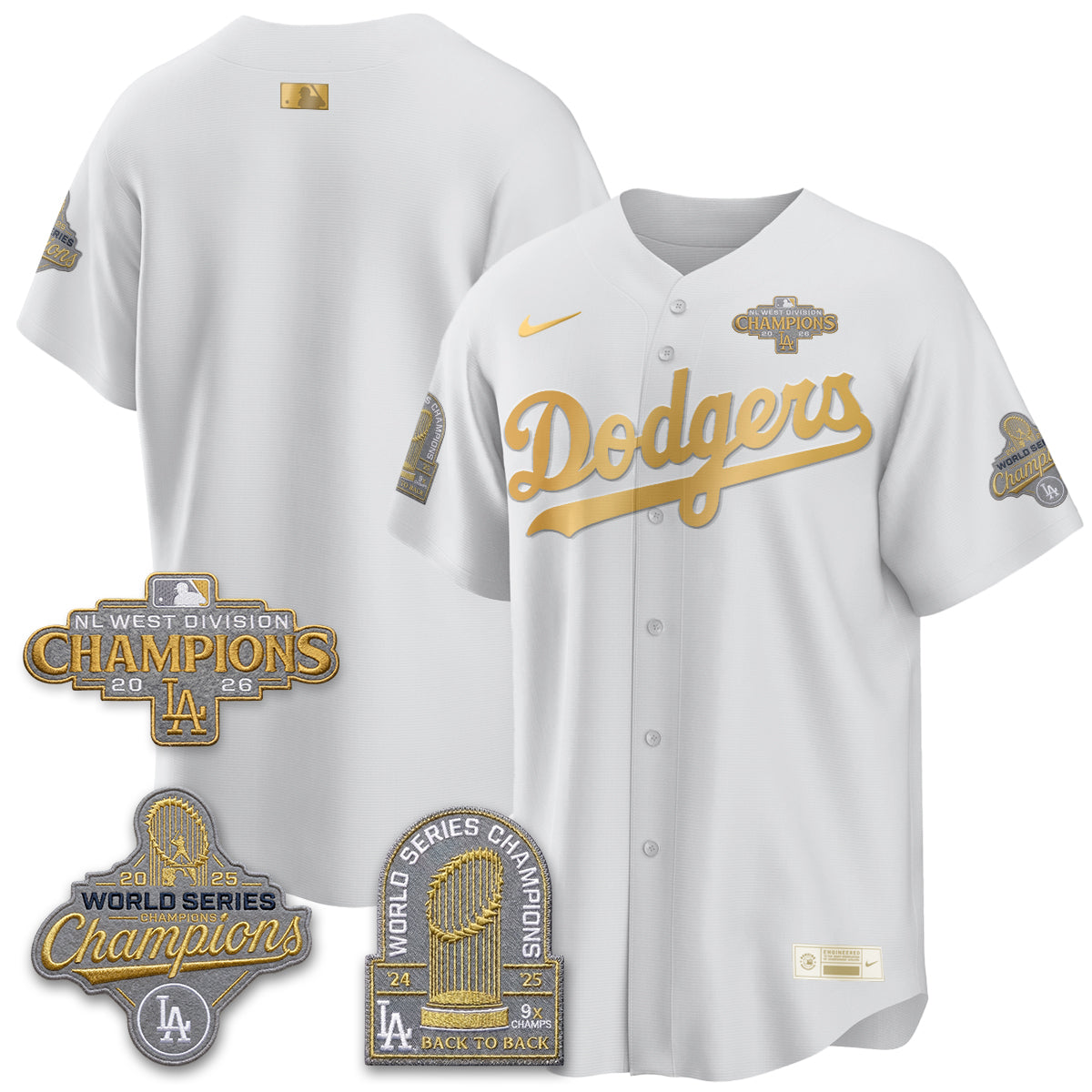 LAD 2026 NL West Champs Gold Vapor Jersey- Stitched