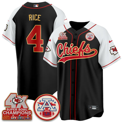 Kansas City Chiefs 4X Champs Gold Trim Edition Vapor Baseball Jersey - Stitched