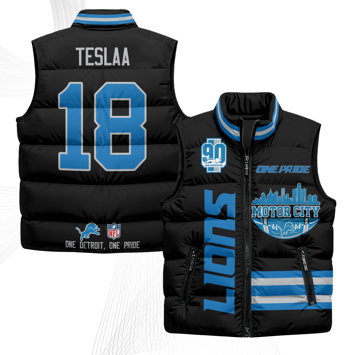 DET Motor City Puffer Vest - Printed