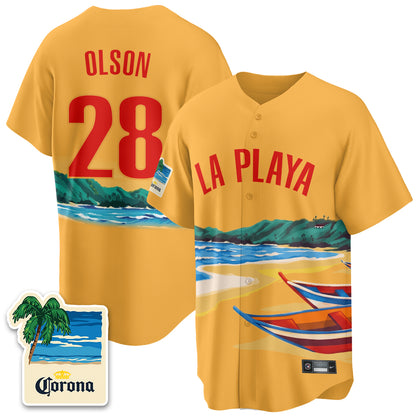 Atlanta Braves Beach Connect "La Playa" Edition Vapor Jersey- Patch Stitched