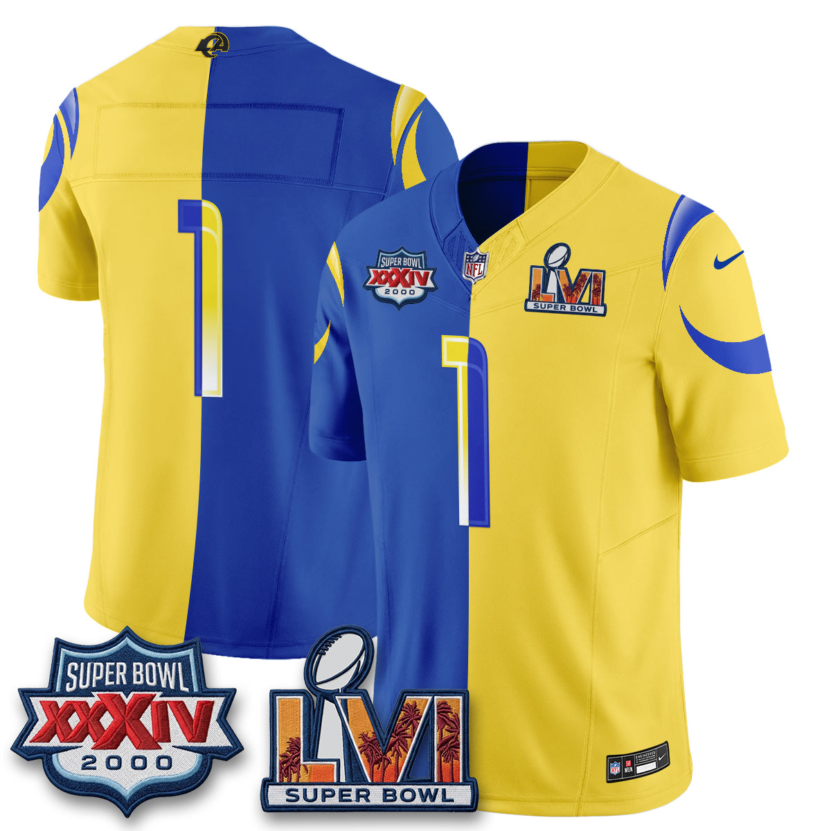 Los Angeles Rams Rivalries Split Vapor Jersey - Stitched