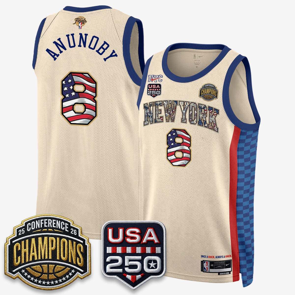 New York Knicks 2026 NBA Eastern Conference Champions x Fourth of July Vapor Jersey - Stitched