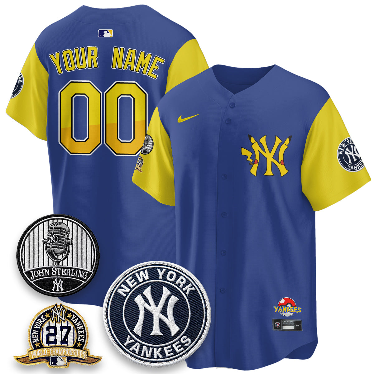 New York Yankees x PKM Cartoon Limited Custom Jersey -  Stitched