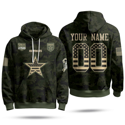 DAL 2026 Salute To Service Edition Pullover Custom Hoodie - Printed