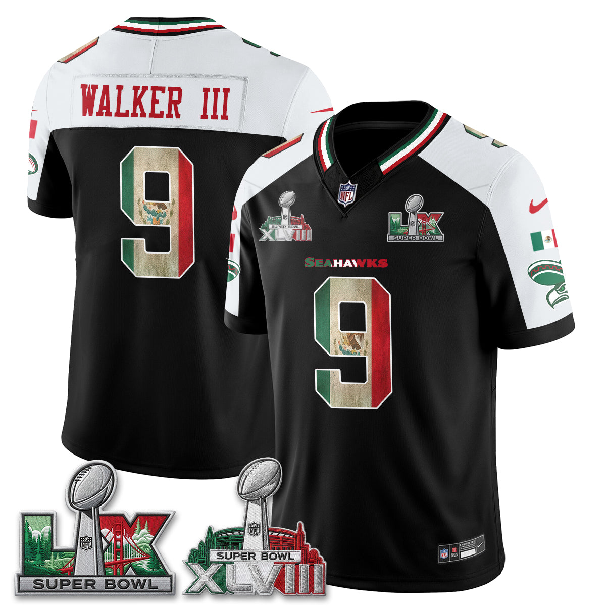 Seattle Seahawks Mexico Edition Vapor Jersey V2- Stitch