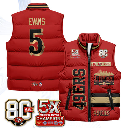 San Francisco 49ers Faithful to The Bay Puffer Vest - Printed
