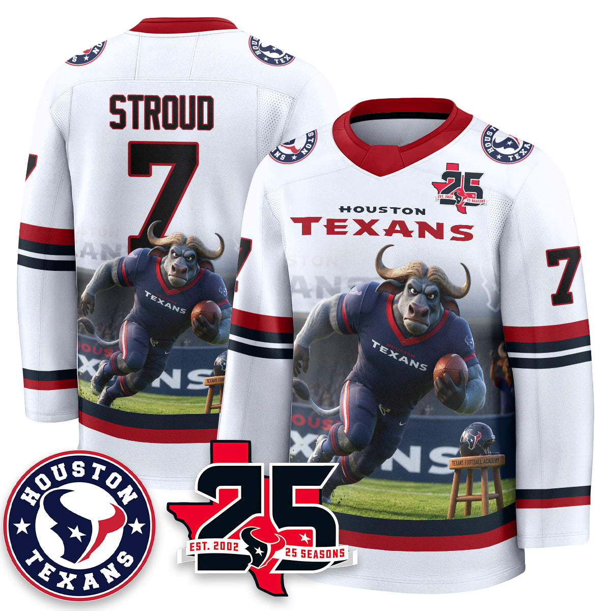 Houston Texans x Bull Chief Edition Hockey Jersey - Printed